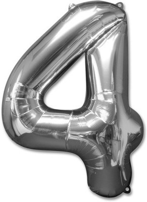 ROCK THE PARTY Solid SILVER 4 Balloon(Silver, Pack of 1)
