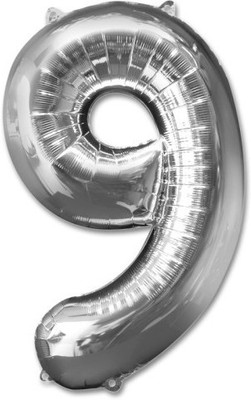 ROCK THE PARTY Solid SILVER 9 Balloon(Silver, Pack of 1)