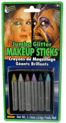 Rubies Jumbo Glitter Makeup Sticks(Pack of 6)