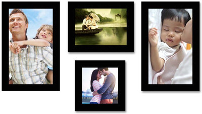 Happy Furniture MDF Photo Frame(Black, 4 Photos)