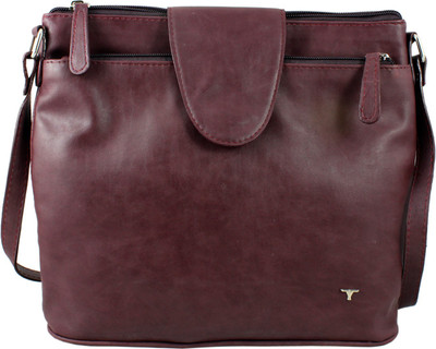 Bulchee Women Casual Maroon PU Sling Bag