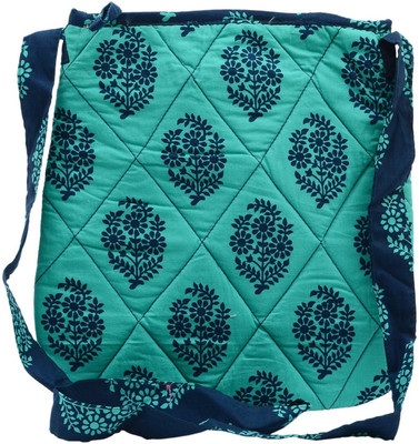 Bagaholics Girls Casual Green, Blue Cotton Sling Bag, Blue;green
