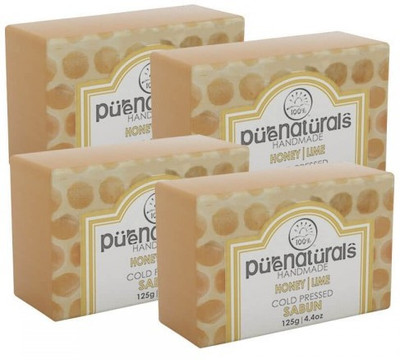 Pure Naturals Hand Made Soap Honey | Lime-Set of 4(500 g, Pack of 4)