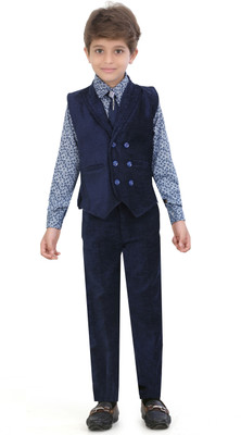Jeet Indo Western Self Design Baby Boys Suit, Blue