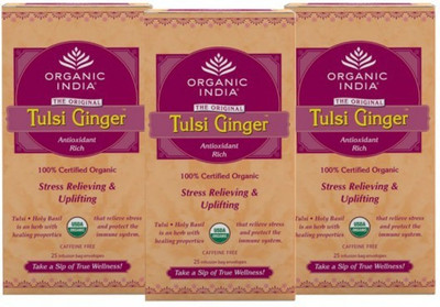 Organic India Tulsi Ginger - 25 Tea Bag - Set of 3 Infusion Tea Bag(25 g)