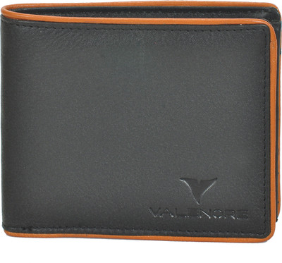VALENORE Men Black Genuine Leather Wallet(4 Card Slots)