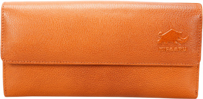 Kifaaru Women Yellow Genuine Leather Wallet(11 Card Slots)