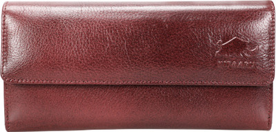 Kifaaru Women Maroon Genuine Leather Wallet(11 Card Slots)