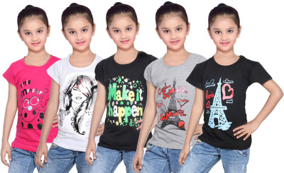 IndiWeaves Girls Printed Cotton T Shirt(Black, Pack of 5, Black;grey;pink;white
IndiWeaves Girls Printed Cotton T Shirt(Black, Pack of 5, Black;grey;pink;white