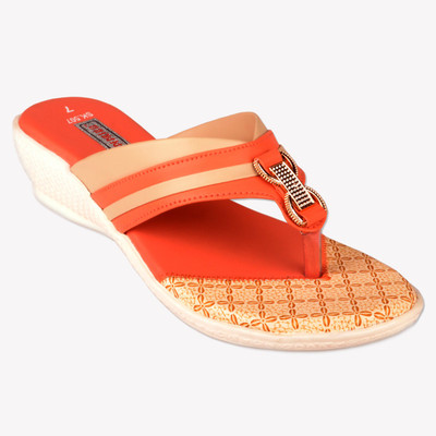 Pipilika Women ORANGE & CAMEL Wedges