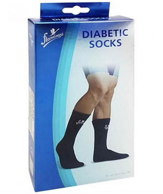 Flamingo Diabetic Socks Heel Support, Black;blue;white