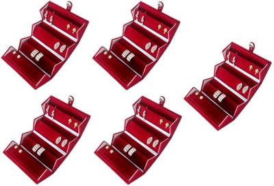 Addyz Pack of 5 Pieces Earring Box Jewellery Vanity Box(Maroon)