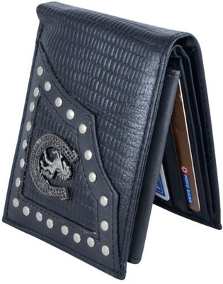 Holboro Men Black Genuine Leather Wallet(8 Card Slots)