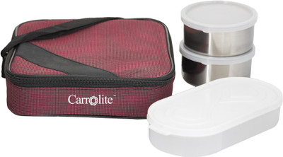Carrolite Century Squarefit Cherry 3 Containers Lunch Box(650 ml), Meroon 
Carrolite Century Squarefit Cherry 3 Containers Lunch Box(650 ml), Meroon
