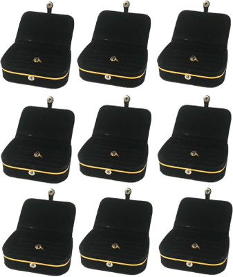 Addyz Pack of 9 Pisces Ring Box Jewellery Vanity Box(Black)