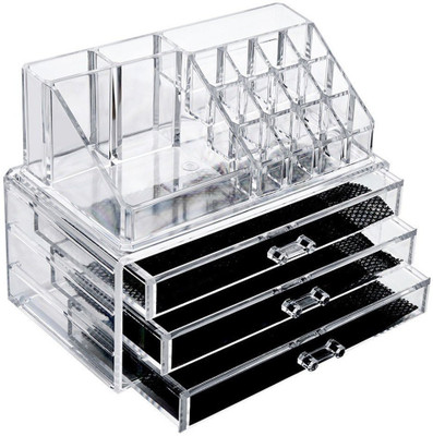 Kaanchi House 16 Section\Compartments with 3 Drawers Cosmetic Organizer Makeup, Jewellery, Multi purpose Vanity Box(Transparent)
Kaanchi House 16 Section\Compartments with 3 Drawers Cosmetic Organizer Makeup, Jewellery, Multi purpose Vanity Box(Transparent)
