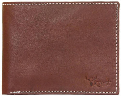 Krest Men Brown Genuine Leather Wallet(8 Card Slots)