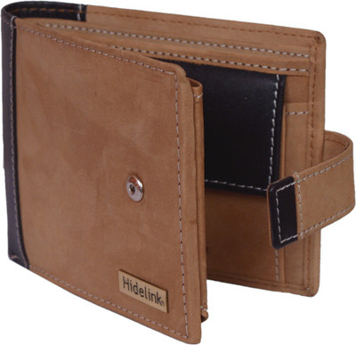 Hidelink Men Brown, Black Genuine Leather Wallet(9 Card Slots)