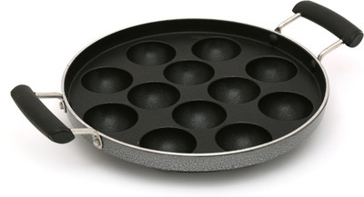 Coconut Nonstick 12 Cavities Paniyarakkal(Aluminium, Non-stick), Black