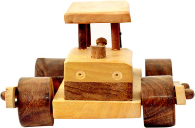 Craft Trade Wooden Road Roller showpiece(Brown)
