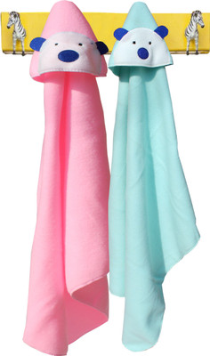 My NewBorn Self Design Hooded Baby Blanket(Polyester, Pink, Green, Green;pink