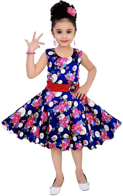RTC kids junction Girls Midi/Knee Length Casual Dress(Multicolor, Sleeveless, Multicolour
