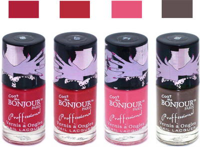 Bonjour Paris True Matte Nail Polish 138 Red-Red-Pink-Coffee(Pack of 4)