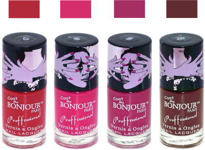 Bonjour Paris True Matte Nail Polish 169 Red-Pink-Pink-Brown(Pack of 4)