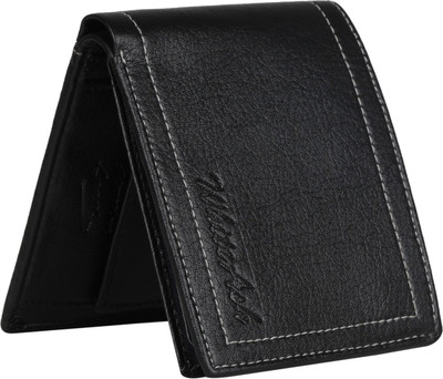 WhiteAsh Men Black Genuine Leather Wallet(8 Card Slots)