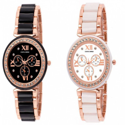 Costa Swiss CS-9017 Pearl & Heart Combo Watch - For Women