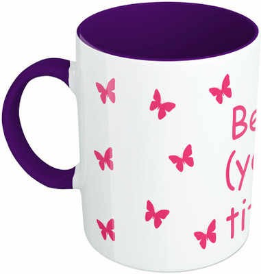 MiiCreations Printed Two Tone Blue And White Beautiful Ceramic Mug(327 ml), Multicolor