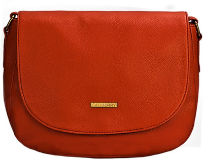 Caliberry Women Casual Orange PU Sling Bag