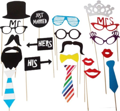 Funcart 20 pcs Just Married Fun party props on sticks