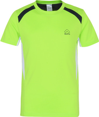 Aurro Boys Solid Polyester T Shirt(Green, Pack of 1