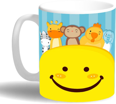 PRINT OPERA Smilies Ceramic Mug(330 ml), Multicolor