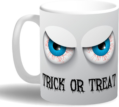 PRINT OPERA Trick Or Treat Ceramic Mug(330 ml), Multicolor