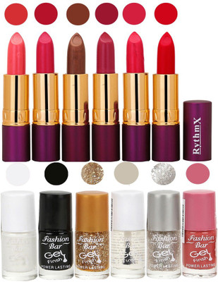 Rythmx Lipstick and Nail Polish Combo Pack of 12(Set of 12)