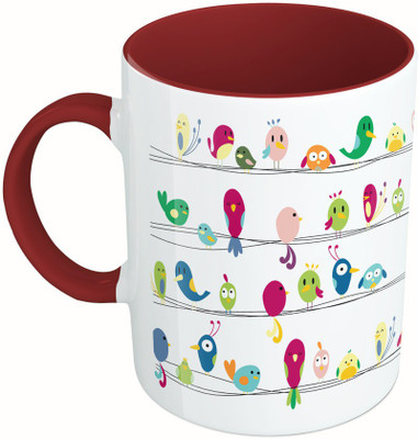 MiiCreations Printed Two Tone Maroon And White Birds Pattern Ceramic Mug(325 ml), Multicolor
MiiCreations Printed Two Tone Maroon And White Birds Pattern Ceramic Mug(325 ml), Multicolor