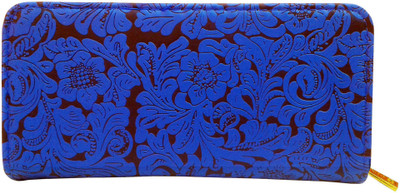 Sanshul Women Blue Canvas Wallet(12 Card Slots), Black;blue