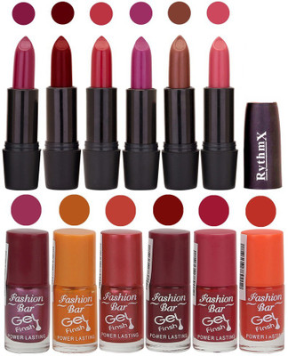 Rythmx Lipstick and Nail Polish Combo Pack of 12(Set of 12)