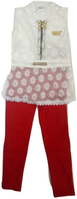 Kid n Kids Girls Party(Festive) Top Capri(Red