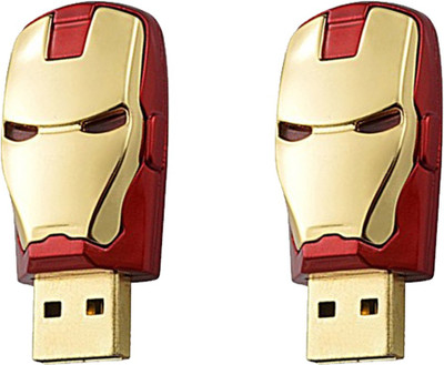 Green Tree Iron Man Head (Pack Of 2) 16 GB Pen Drive(Red, Gold)
