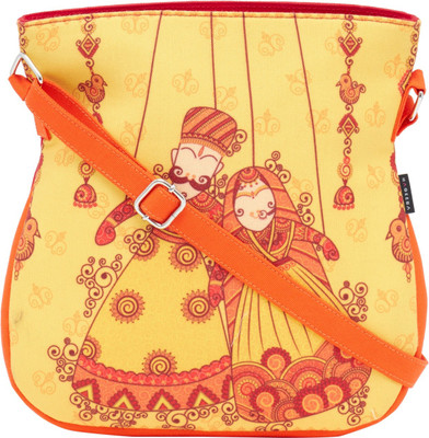 HAQEEBA Women Casual Yellow Canvas Sling Bag
