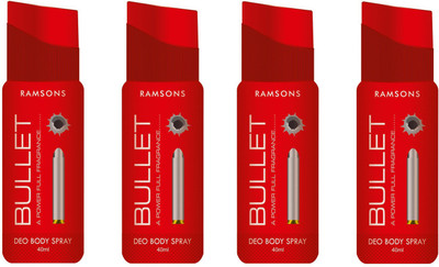 Ramsons Deo Bullet 40ML Combo 4 Pcs Body Spray - For Men & Women(160 ml, Pack of 4)
Ramsons Deo Bullet 40ML Combo 4 Pcs Body Spray - For Men & Women(160 ml, Pack of 4)