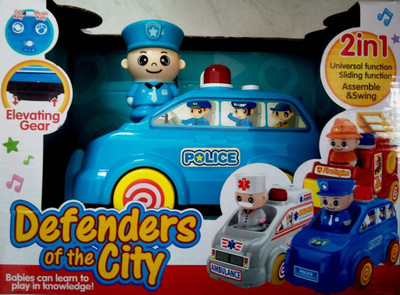 Jaibros Defenders of the city 2 in 1 musical POLICE van toy with music