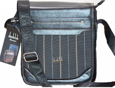 dunhiloh Men Casual Black Genuine Leather Sling Bag