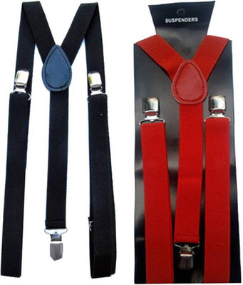 Tahiro Y- Back Suspenders for Men, Boys(Red, Black)