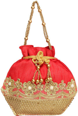 Bagaholics Ethnic Silk Potli Batwa Potli(Red)