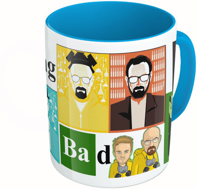 MiiCreations Printed Two Tone Blue And White Breaking Bad Ceramic Mug(325 ml)