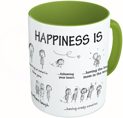 MiiCreations Printed Two Tone Green And White Happiness Quotes Ceramic Mug(325 ml)
MiiCreations Printed Two Tone Green And White Happiness Quotes Ceramic Mug(325 ml)